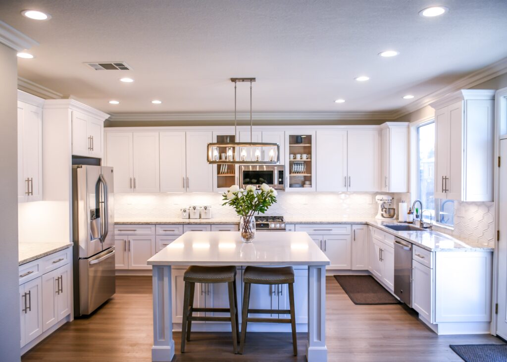 White colour modular kitchen